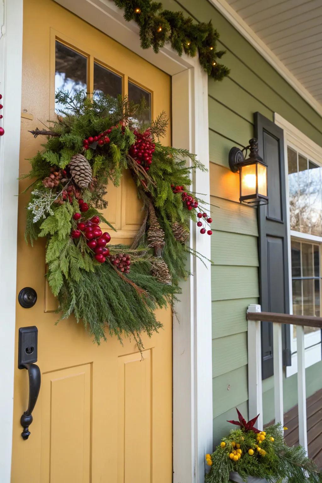 Seasonal wreaths welcome guests with charm and elegance.