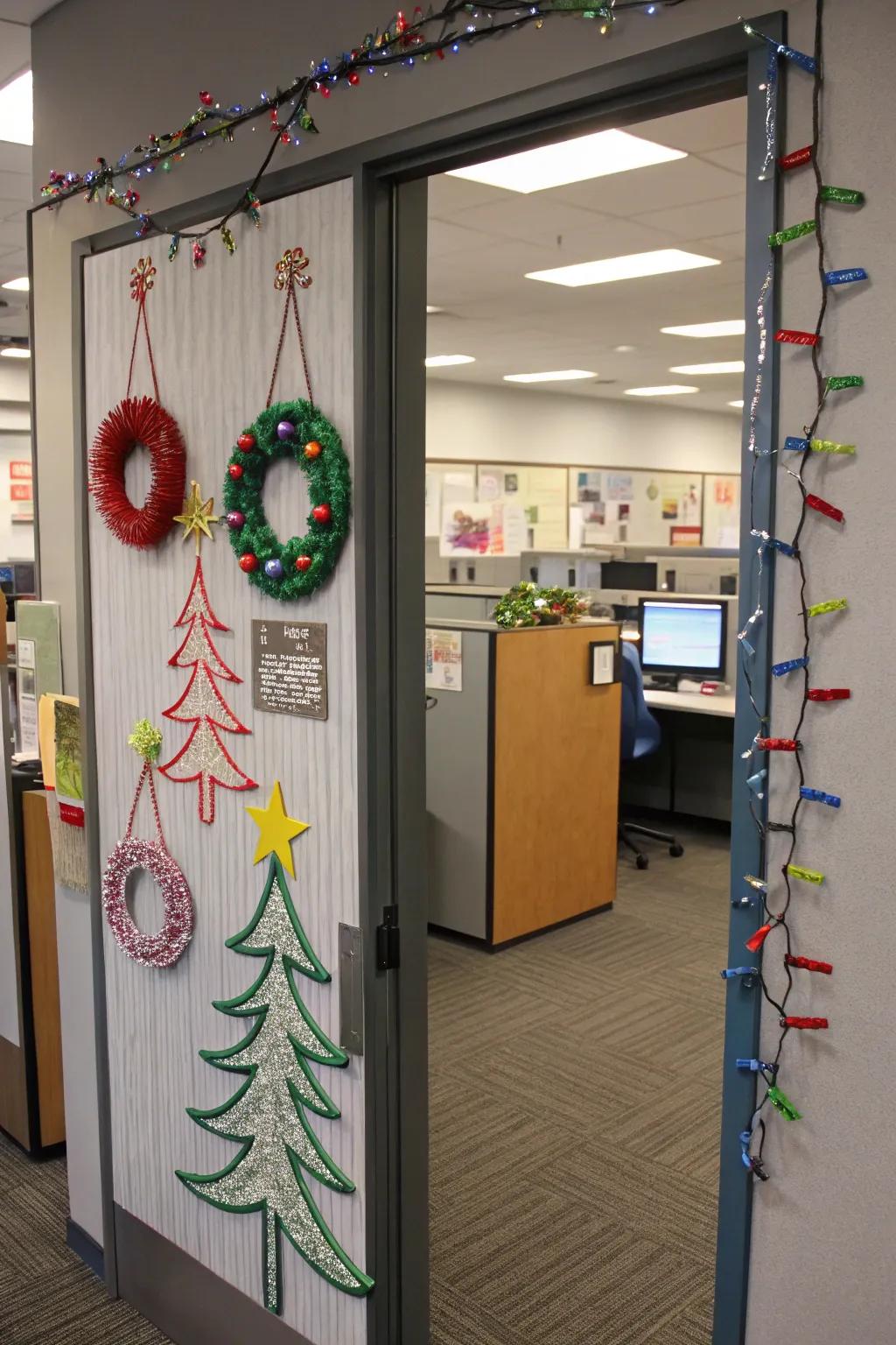 Office supplies get a festive makeover in this creative decor.