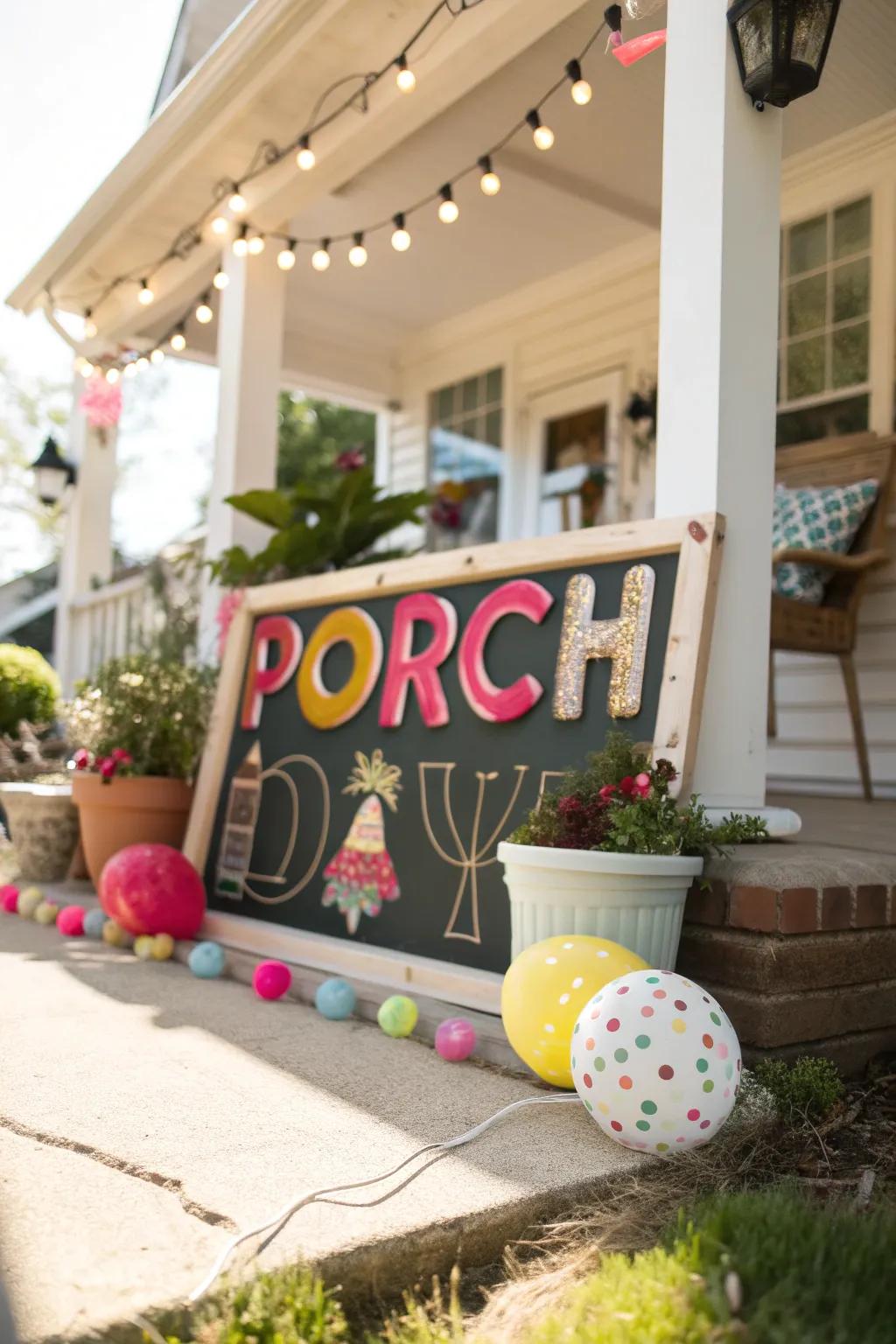 A humorous sign that adds a touch of fun to your porch.