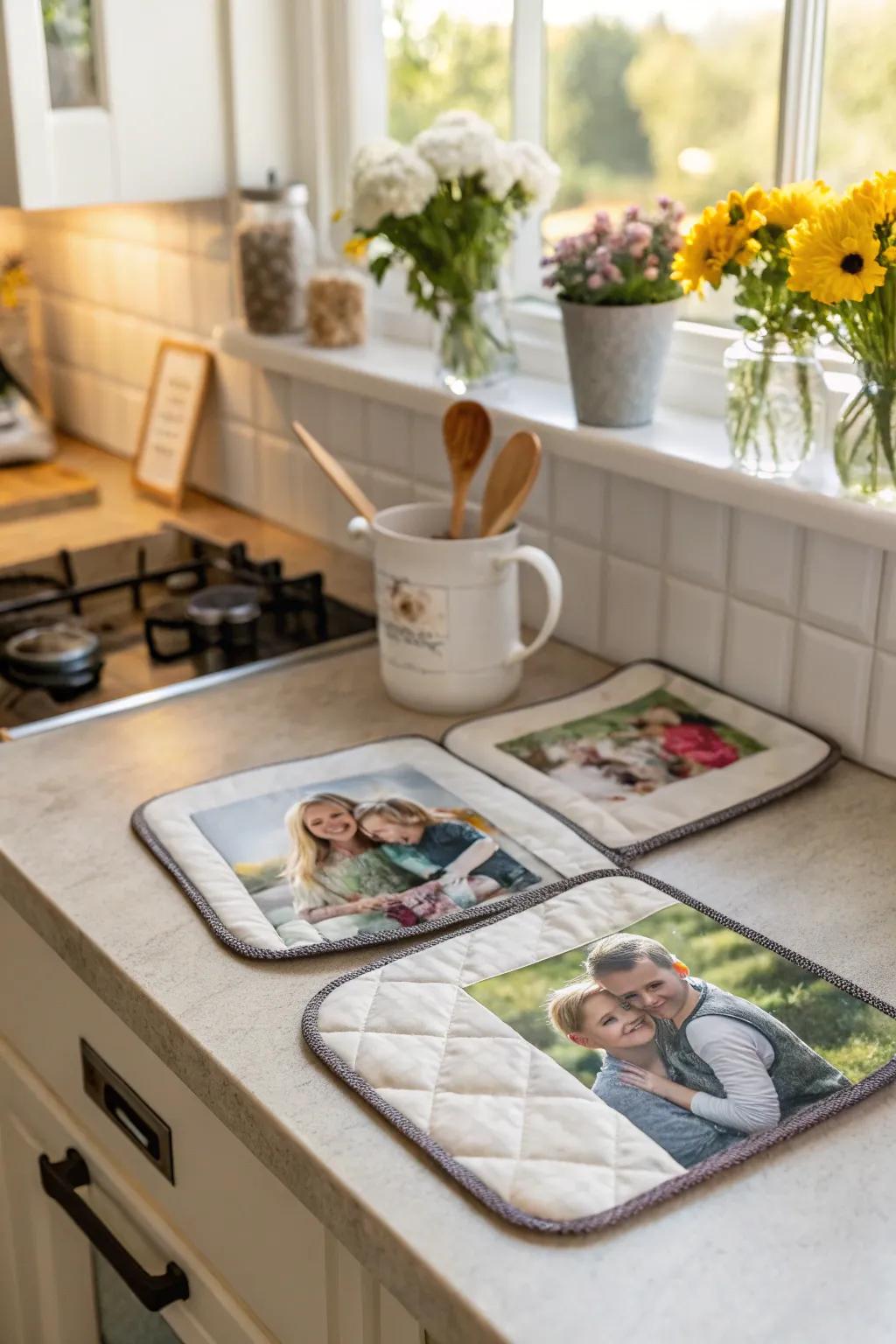 Photo-printed oven protectors become precious and personalized cooking accessories.