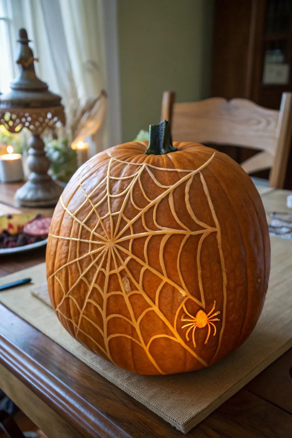 An arachnid pumpkin that introduces an unanticipated alteration to your Halloween.