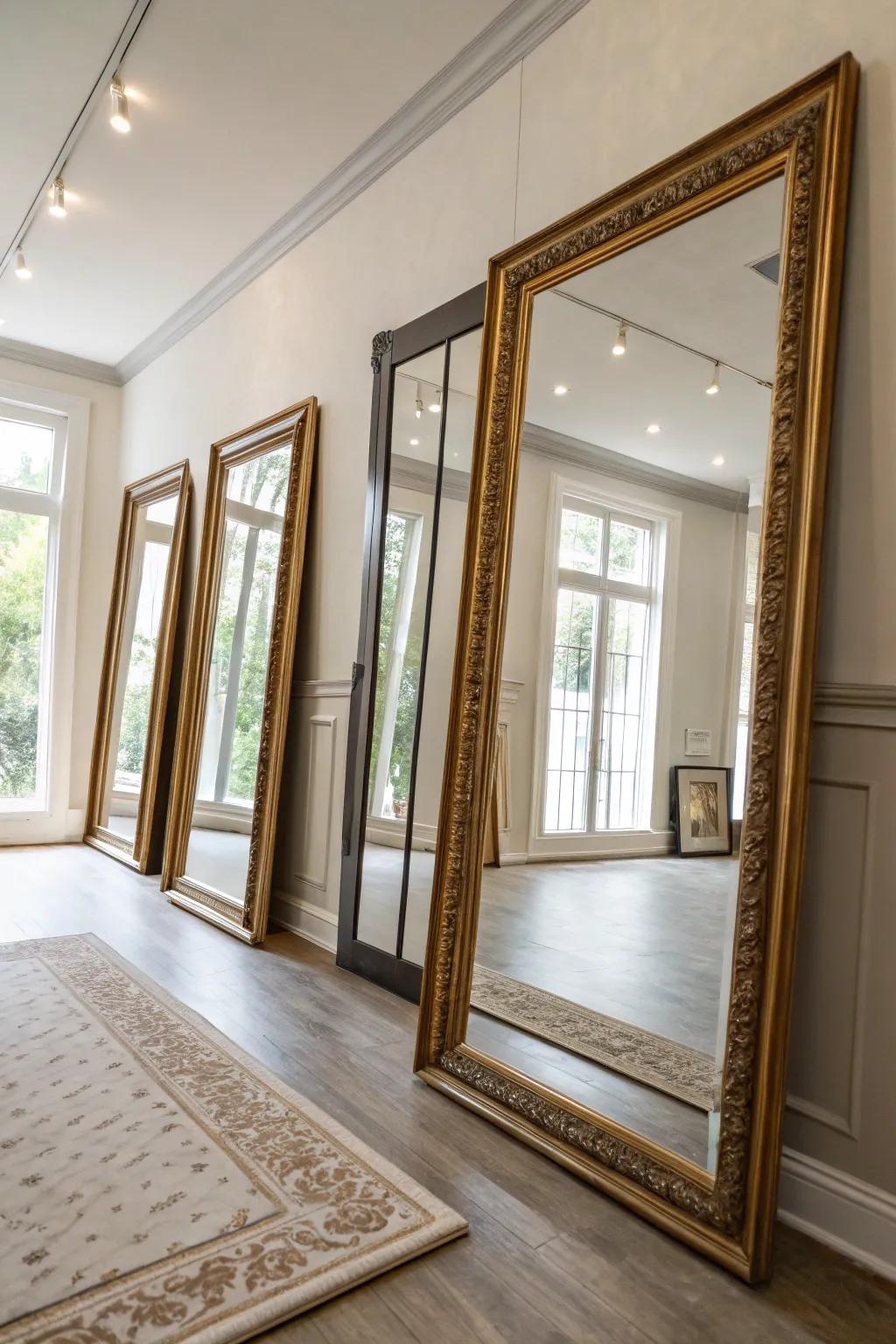 Mirrors enhance light and create a sense of space.