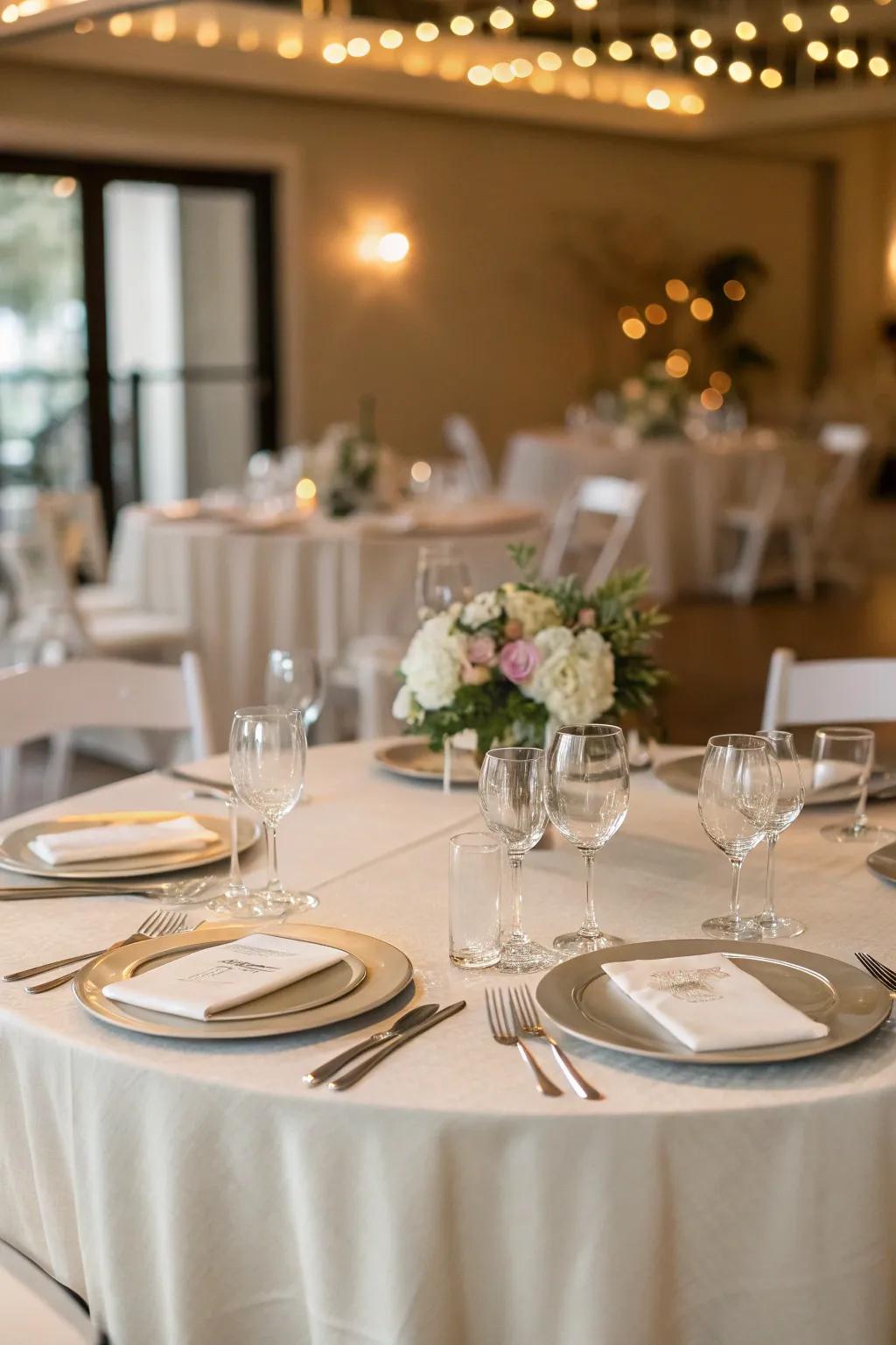 Minimalist tablecloth providing a serene backdrop.