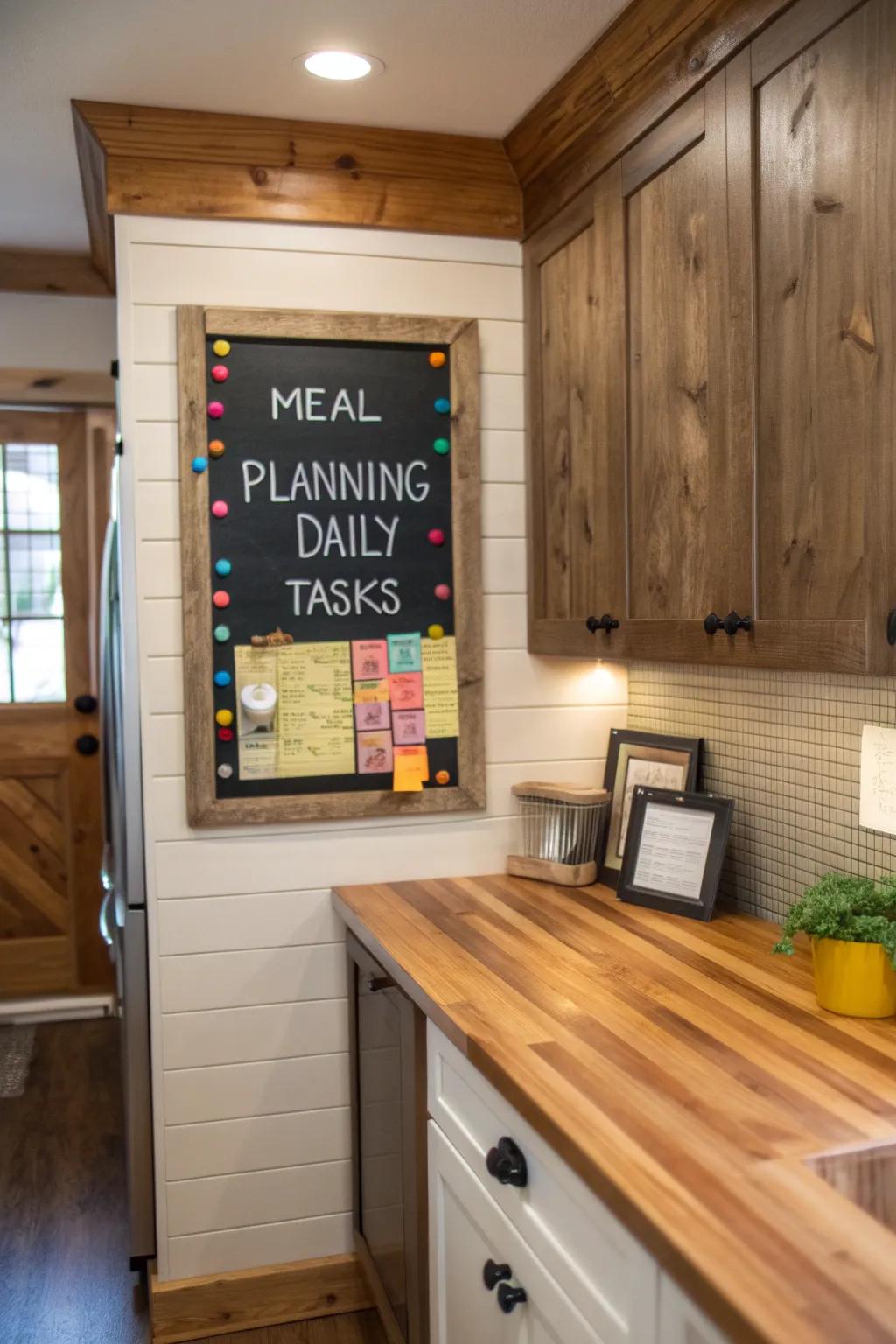 Keep your kitchen organized with a dynamic shiplap command center.