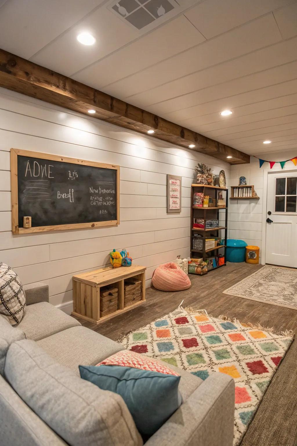 Family fun with interactive design and shiplap.