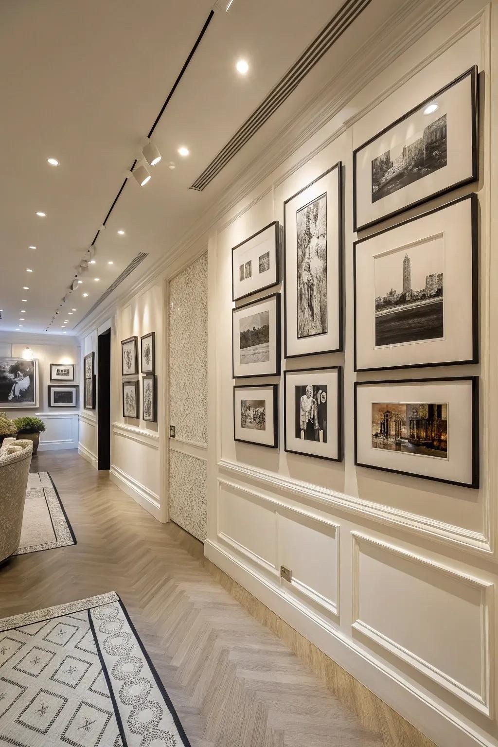 A timeless black and white gallery wall