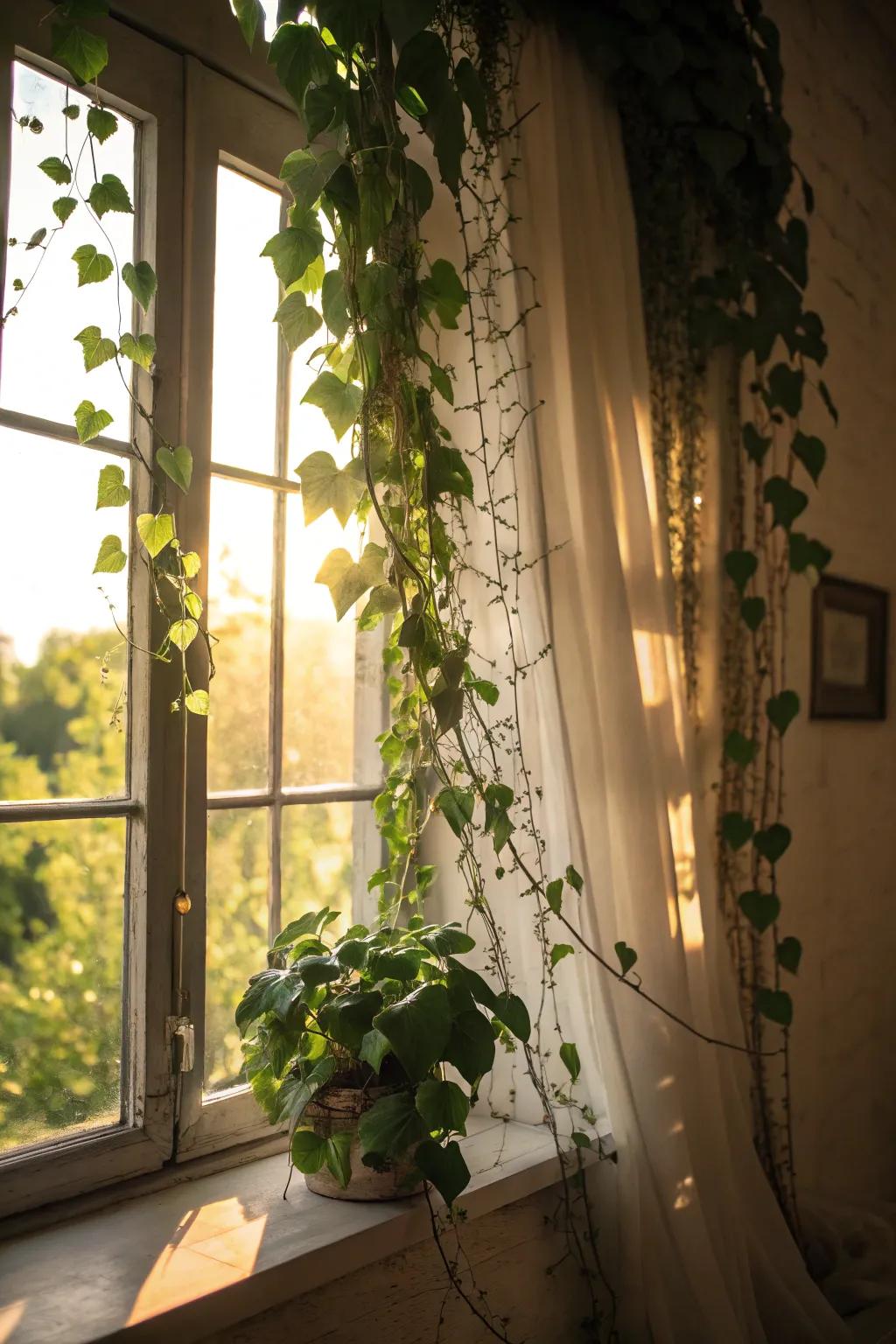 Filter light beautifully with vine-draped windows.