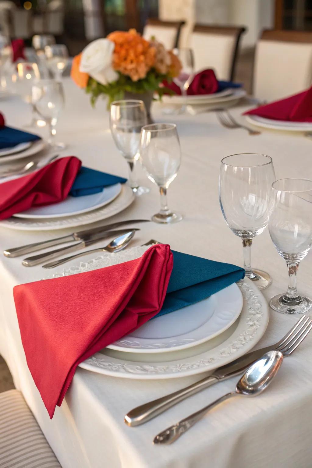 Striking serviettes enact an unforgettable declaration at each arrangement.