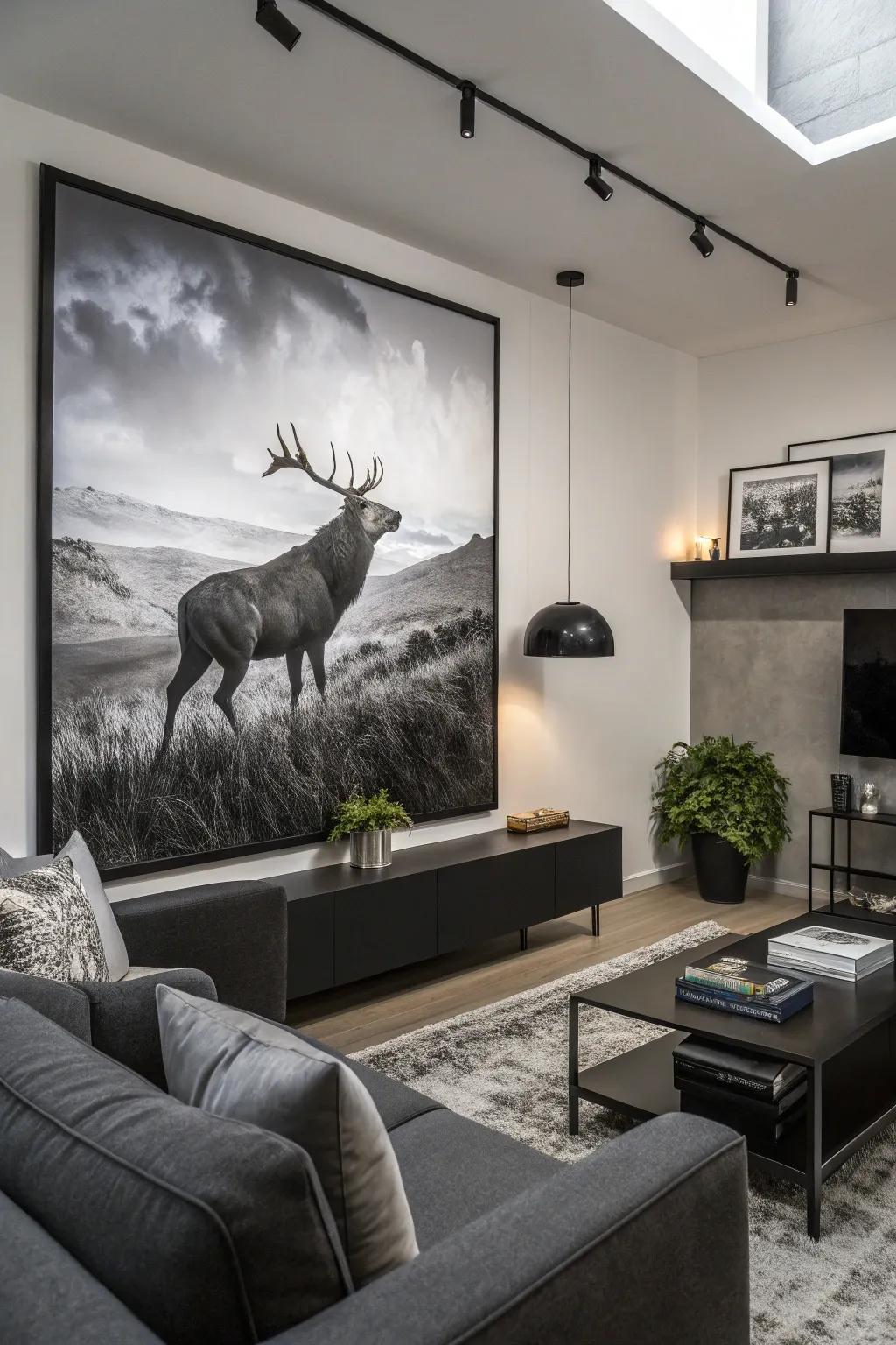 Timeless elegance with black and white wildlife.