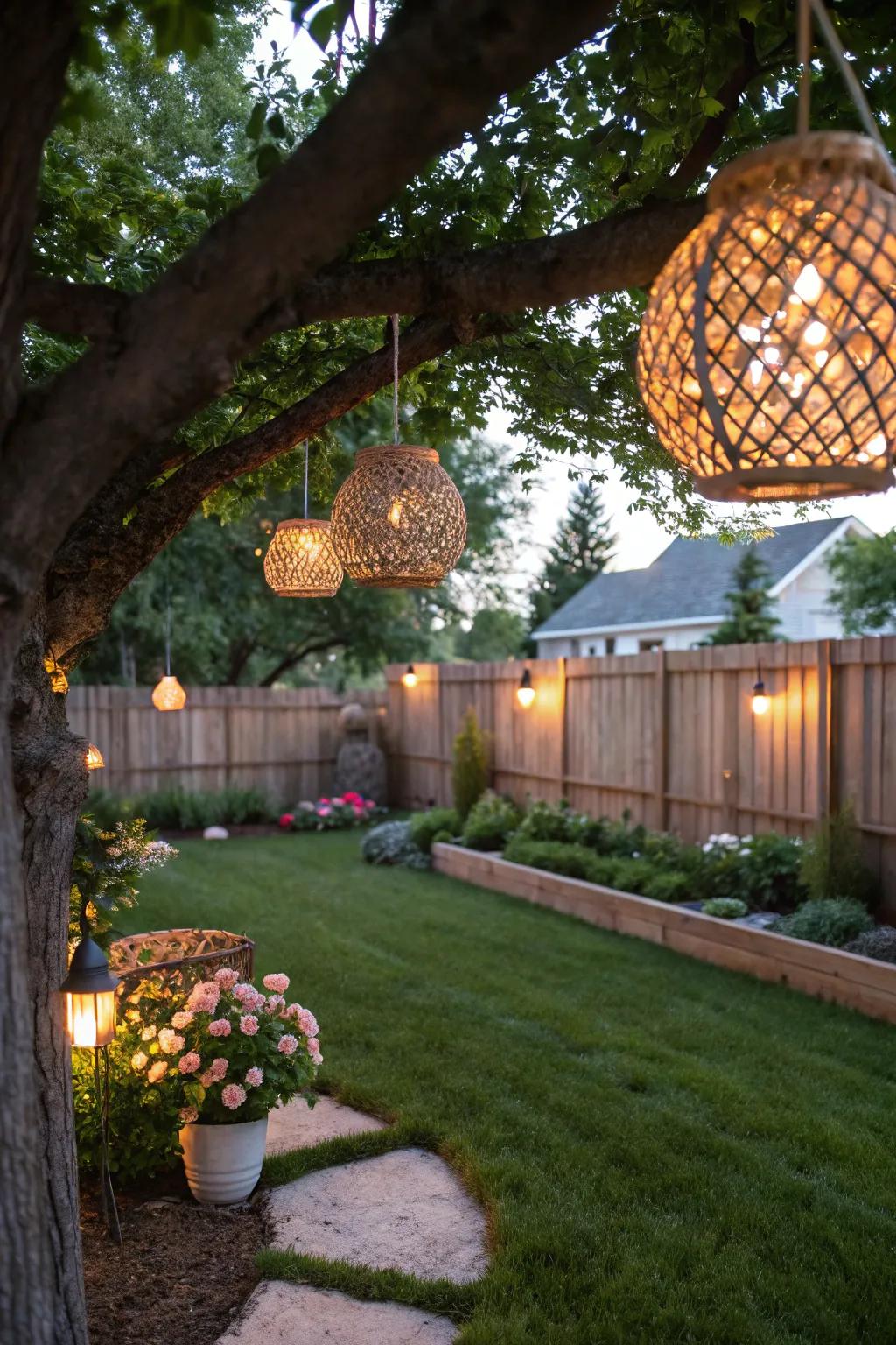 Wicker torches bring texture and warmth to your outdoor ornamentation.
