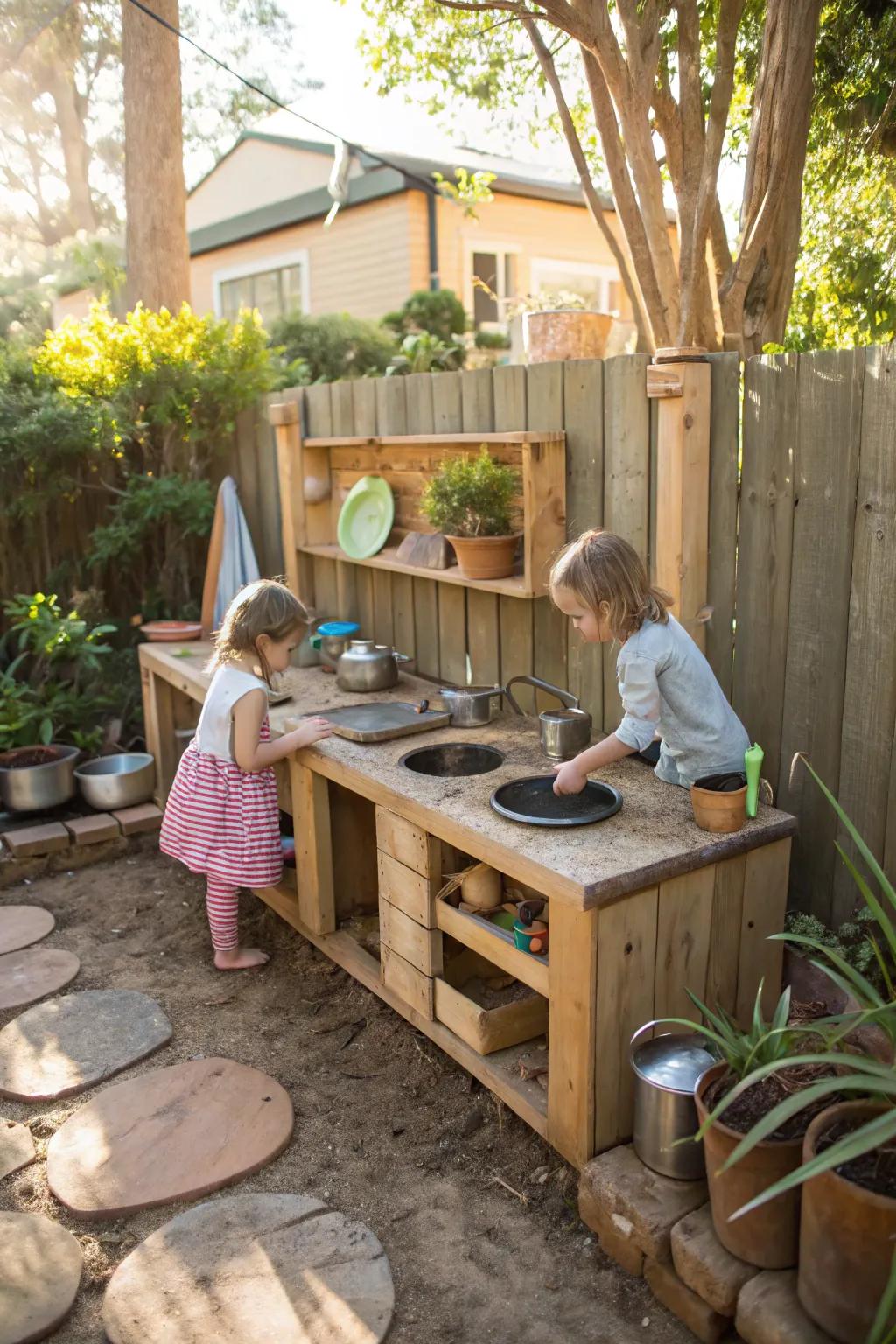 A DIY mud kitchen for creative and messy play