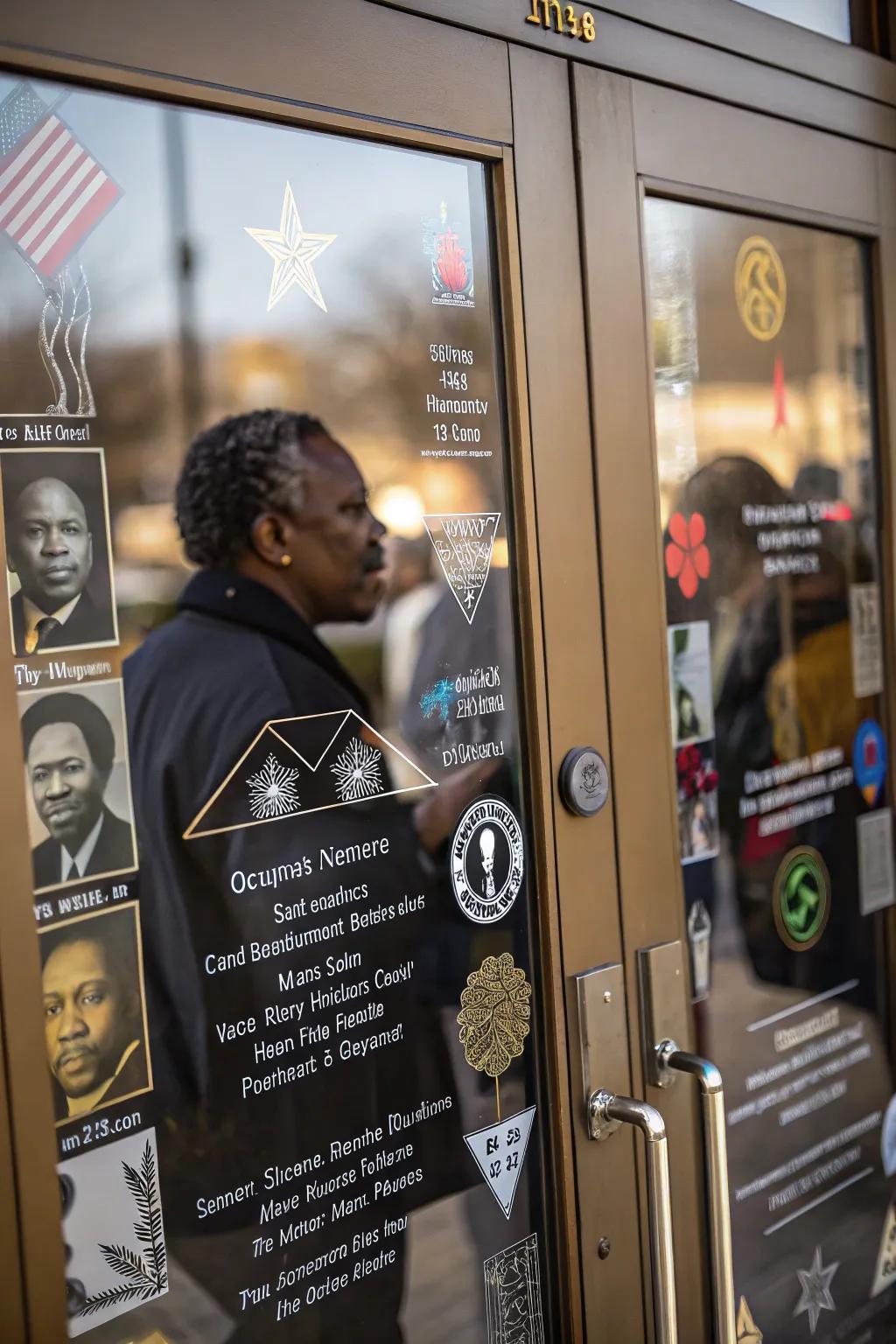 A door displaying personal and creative reflections on Black history.