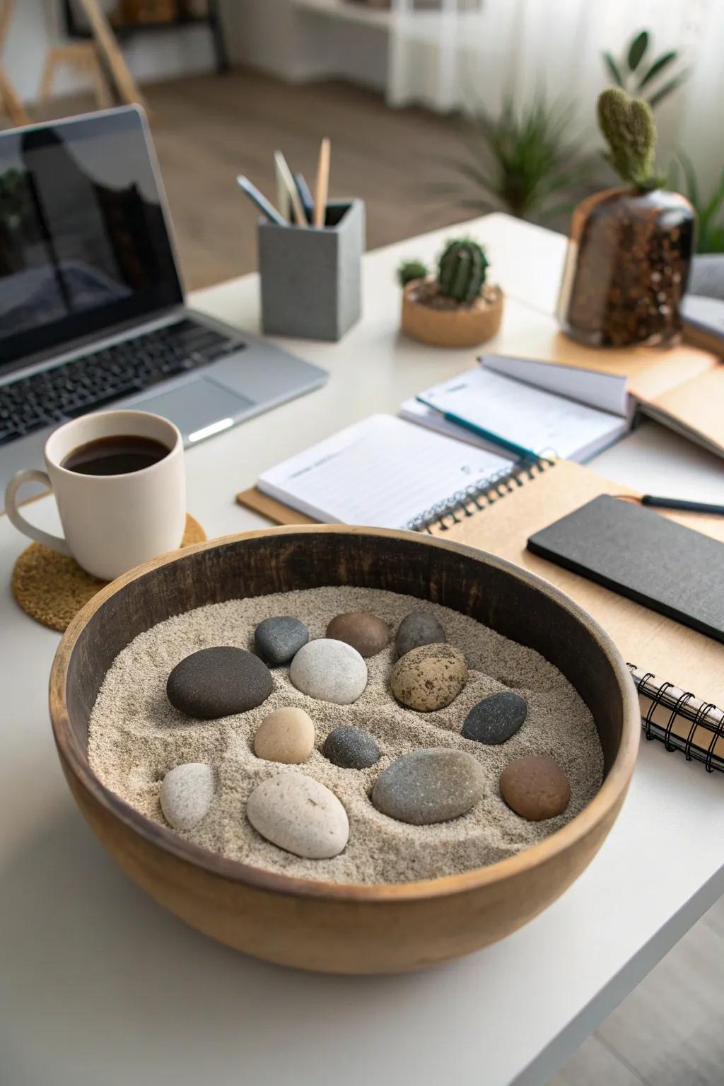 A serene Zen garden for your workspace