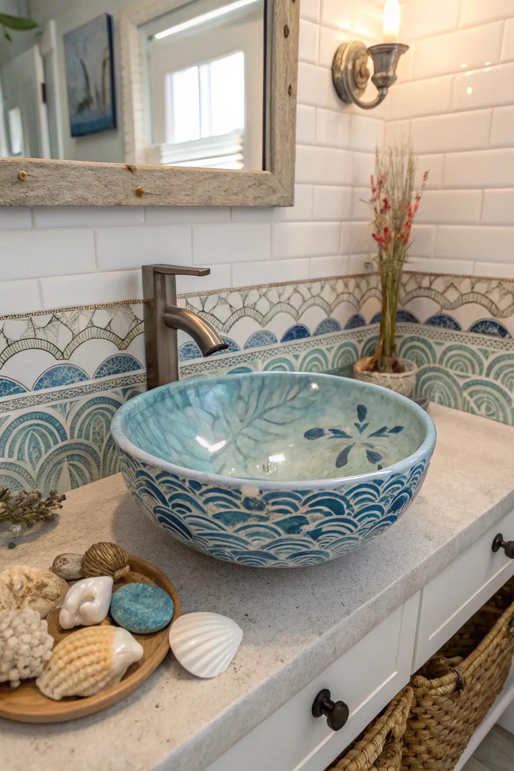 A statement sink adds a unique and bold touch.