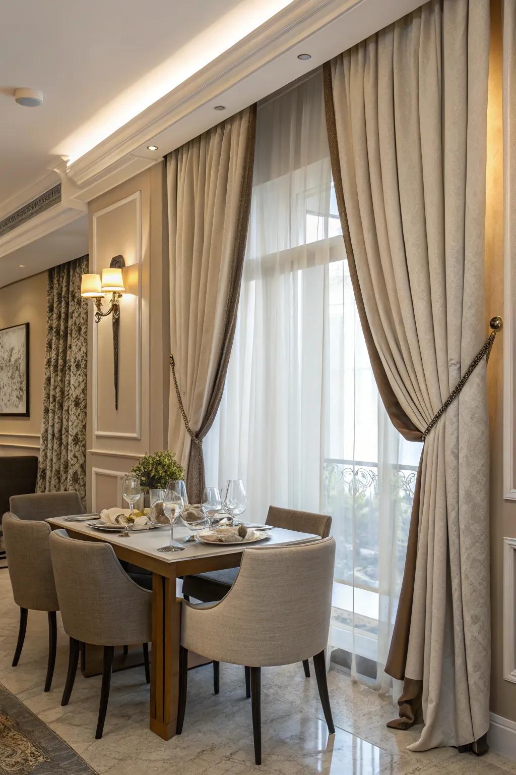 Elegant tiebacks add class and functionality to curtains.