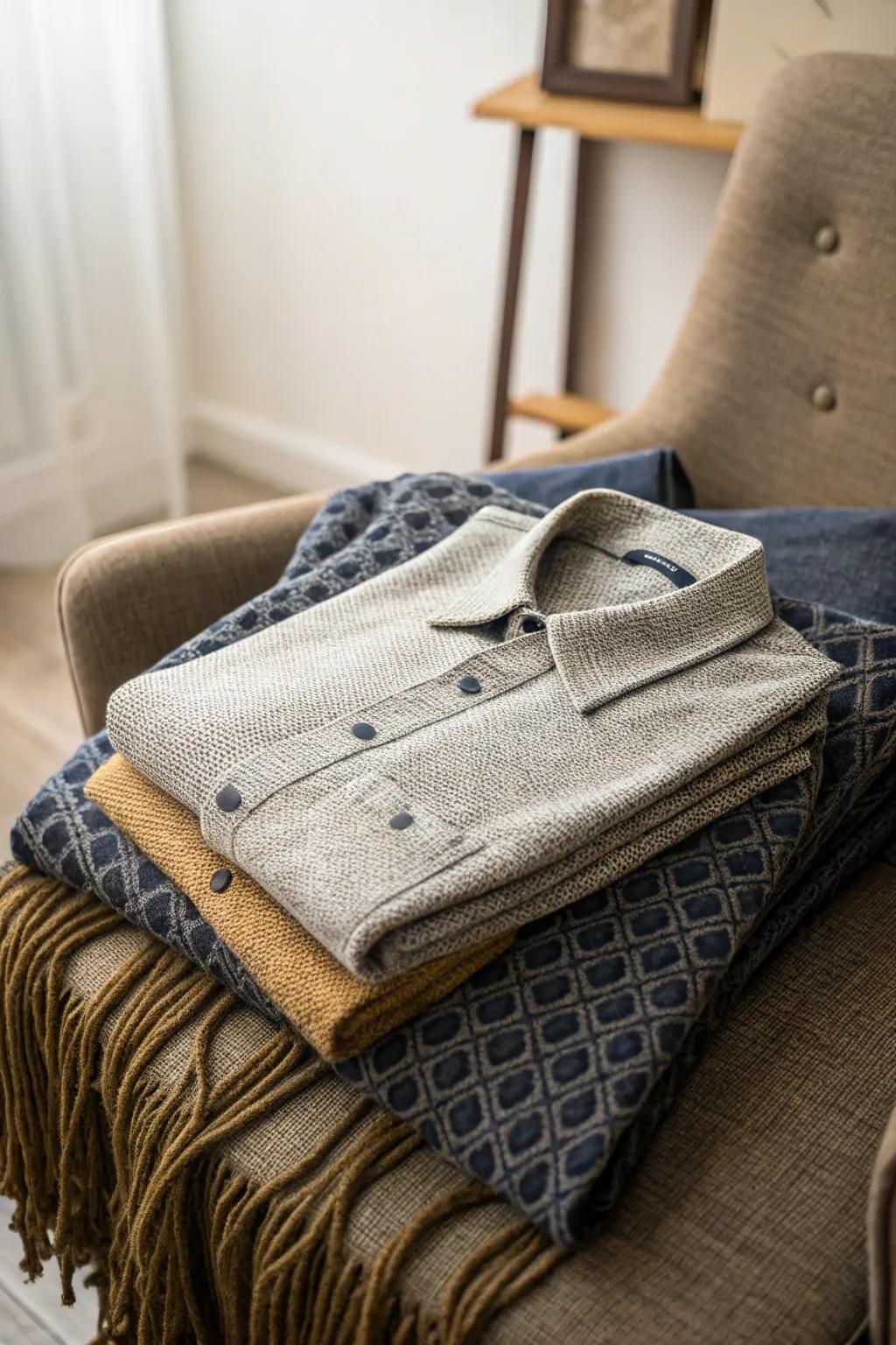 Patterned textiles bring warmth and dimension to autumn clothing.