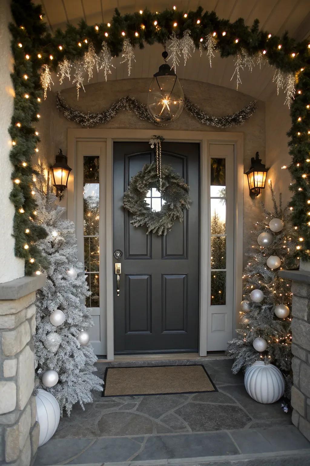 Sophisticated monochrome decor for a striking entrance.