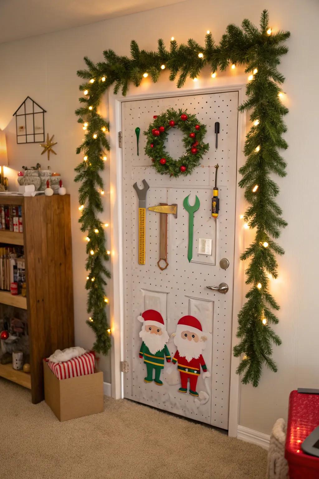 Santa's workshop brings a bustling and merry atmosphere to your holiday door.