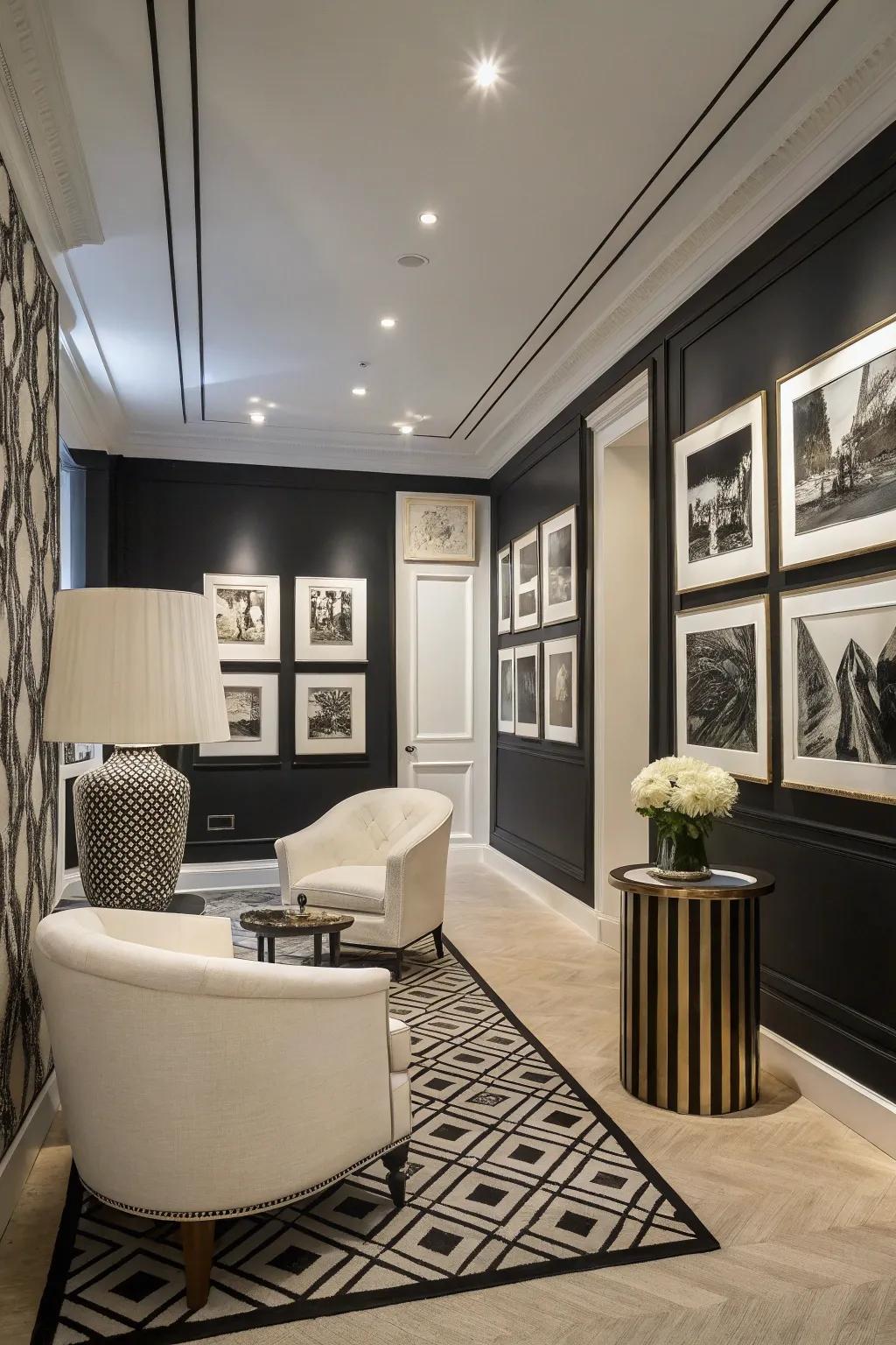Monochrome art creating striking contrast and elegance.