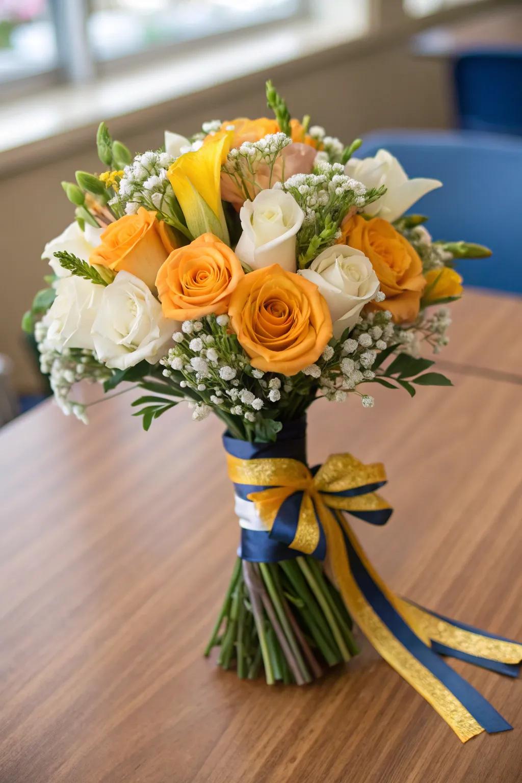 A personalized themed color bouquet to honor school spirit.