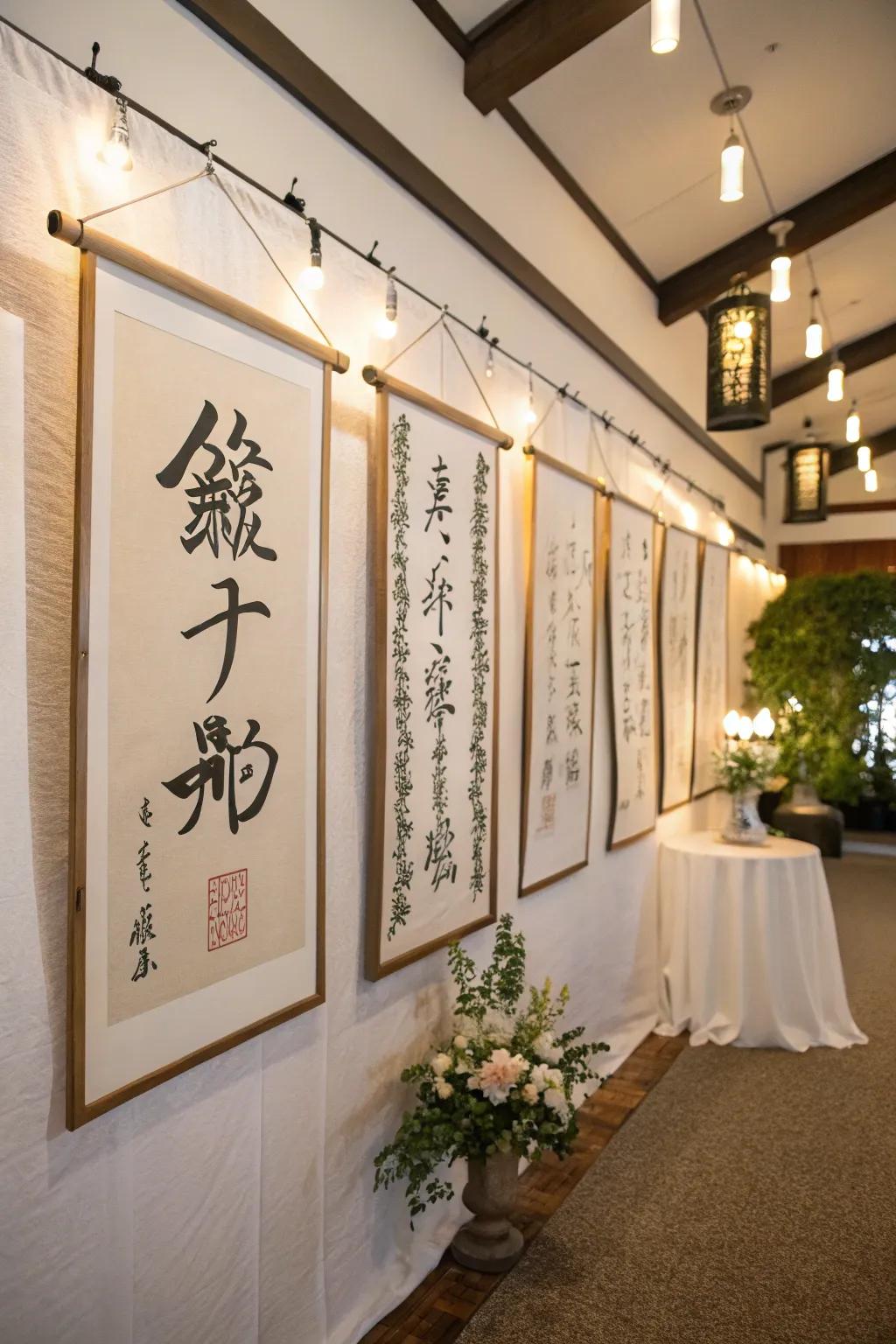 Japanese calligraphy adds artistry and meaning.