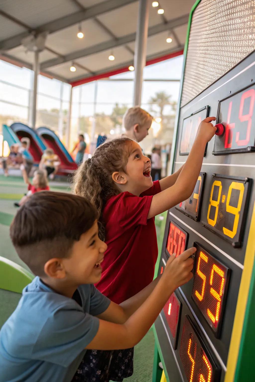 An interactive scoreboard keeping tabs on the amusement.