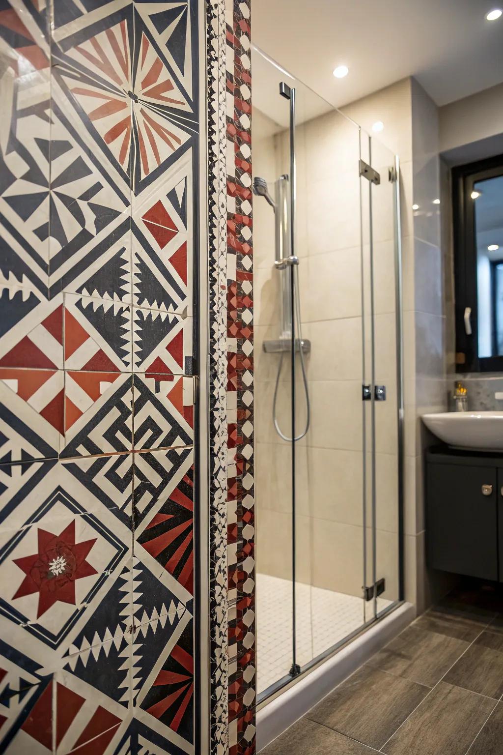 Patterned tiles add artistic flair and personality.