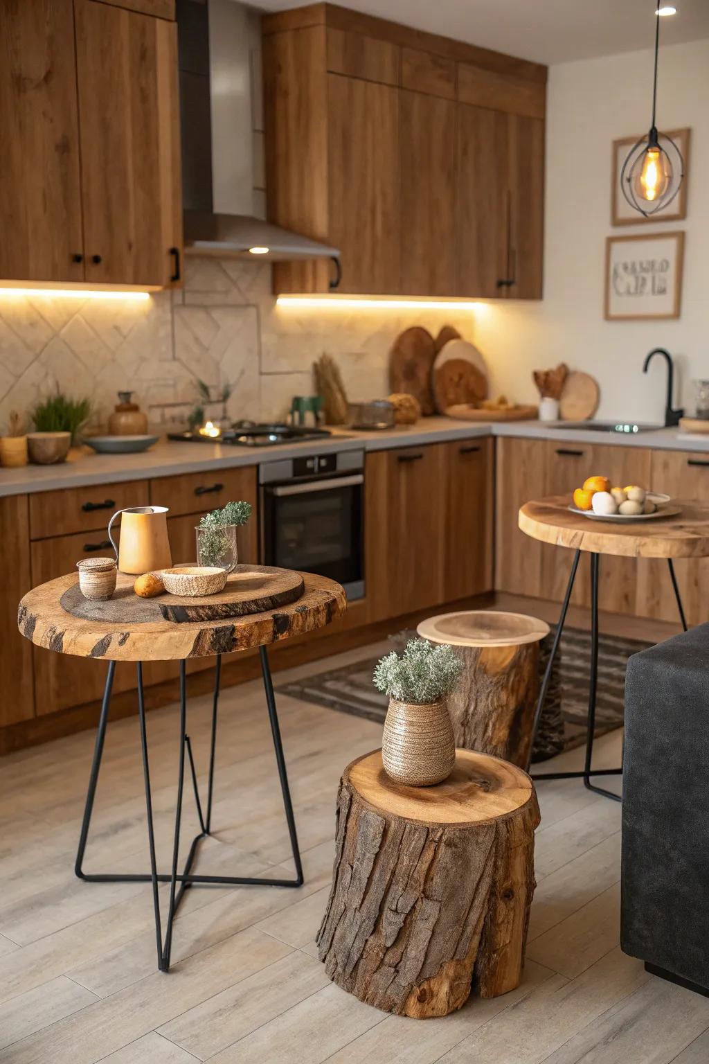 Small live edge accents bringing a touch of nature into the kitchen.