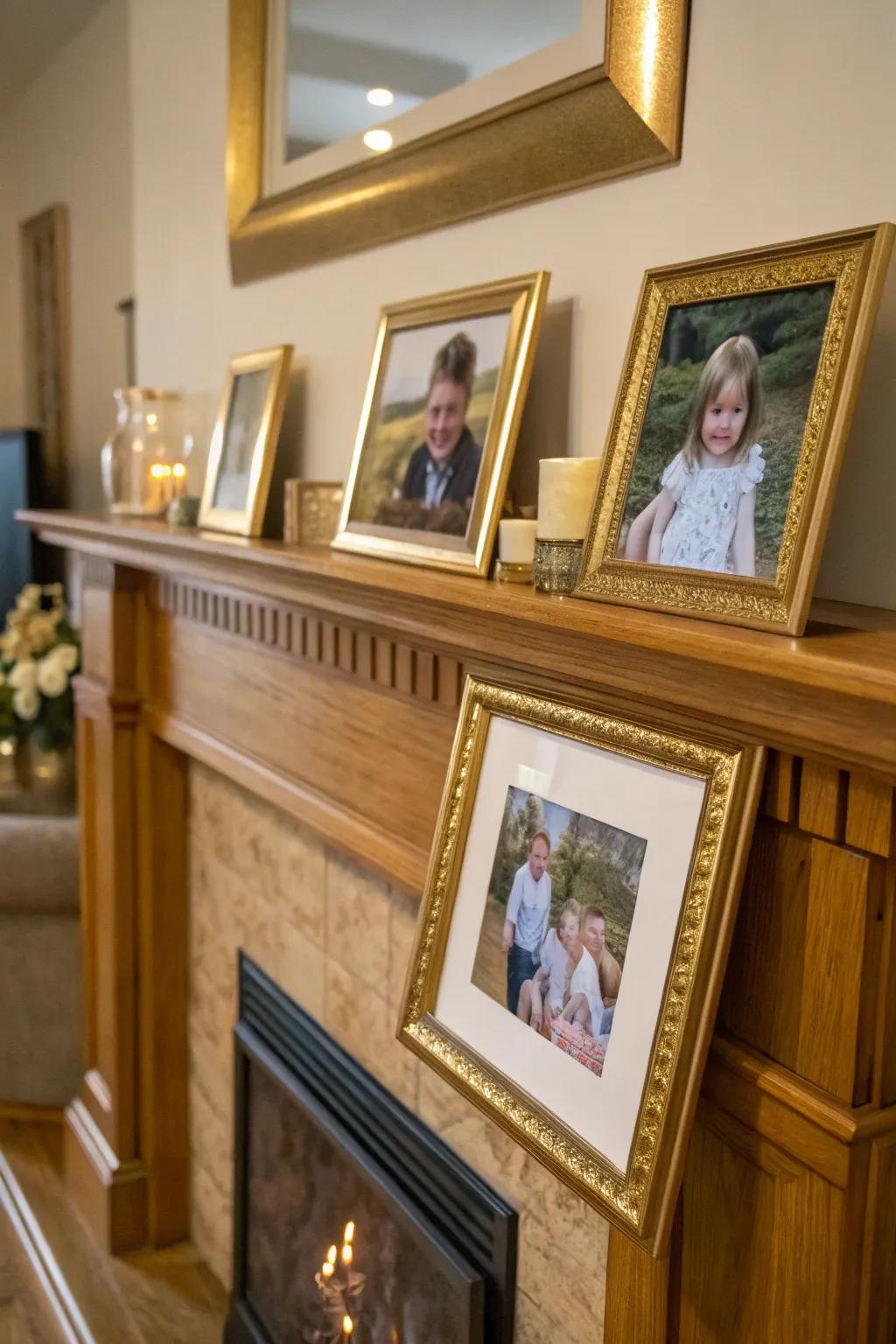 Photo frames that add warmth and personal touch to the decor.