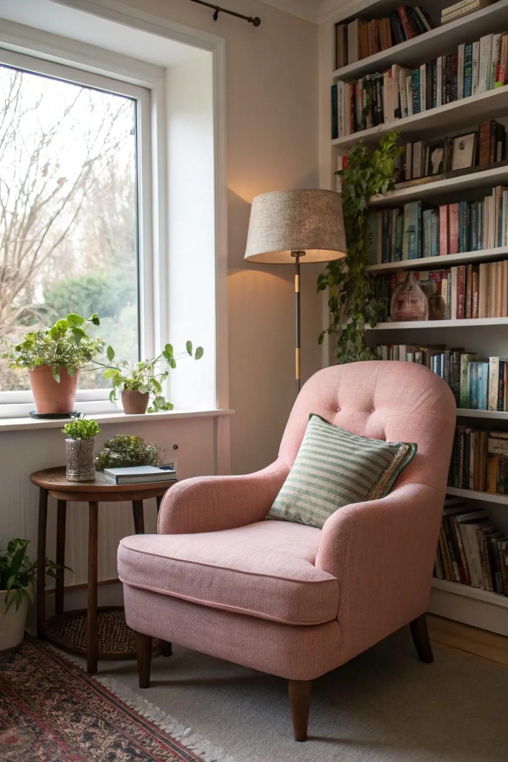 Blush pink adds warmth and coziness.