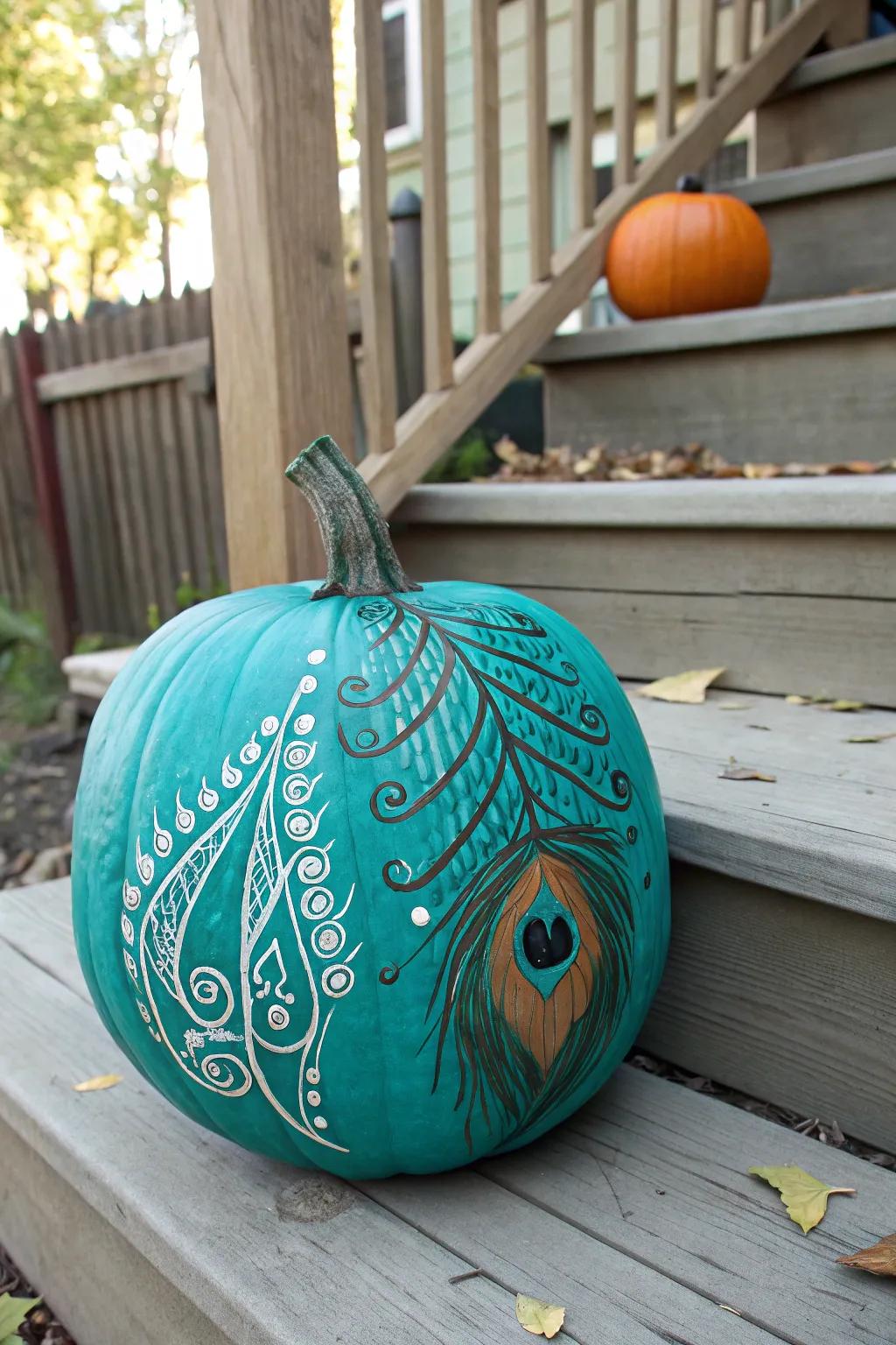 An aquatic peacock pumpkin that integrates splendor with a significant undertaking.