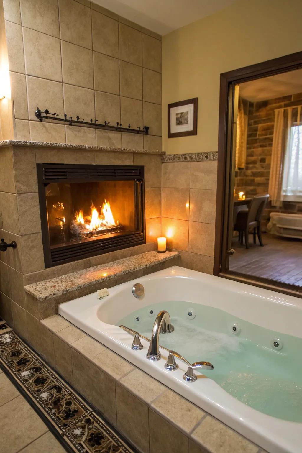 A fireside bath combines warmth and water for ultimate relaxation.