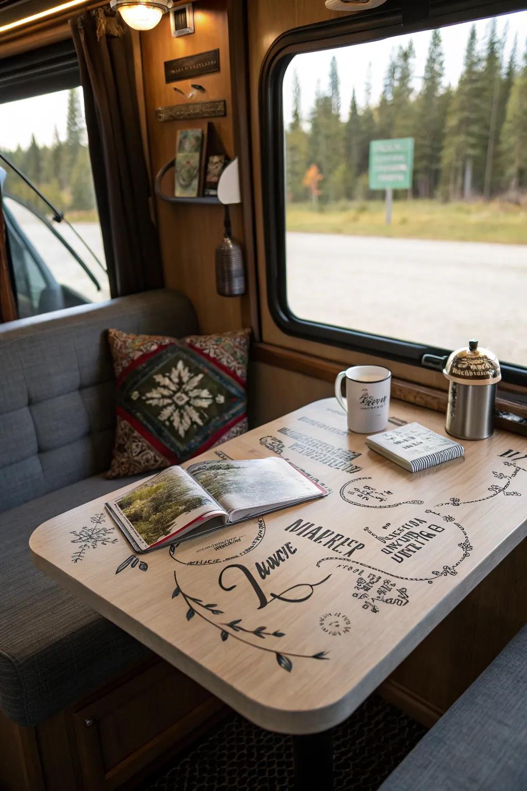 Personalized elements make your RV table truly distinct.
