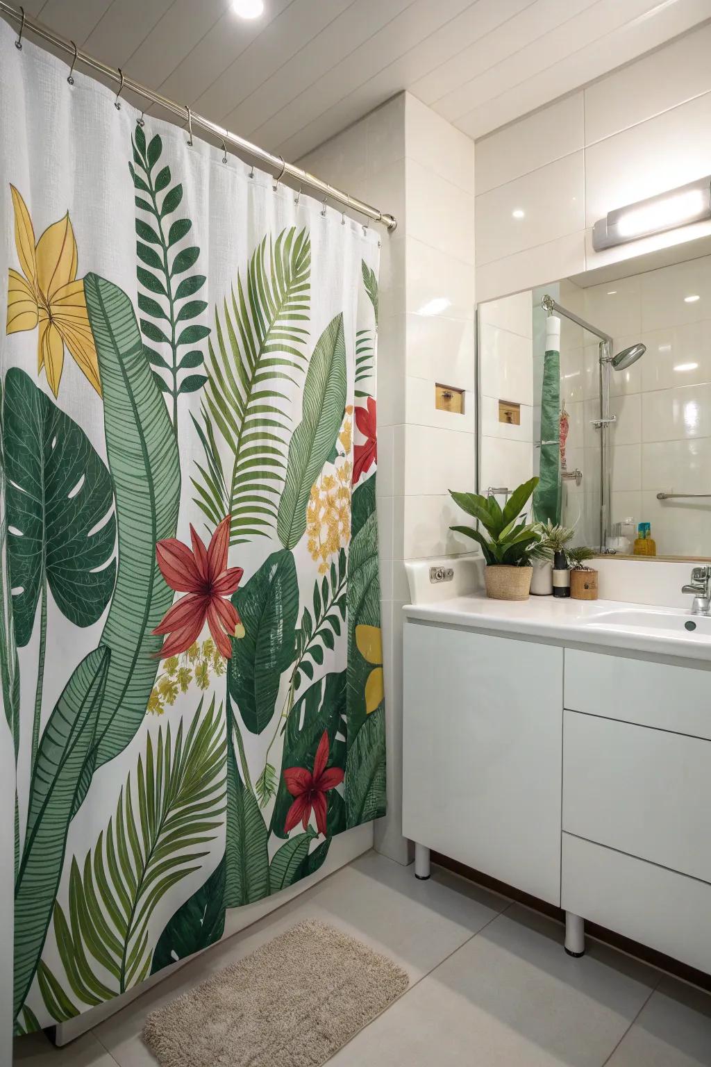 Tropical themes bring a vacation feel to your bathroom.