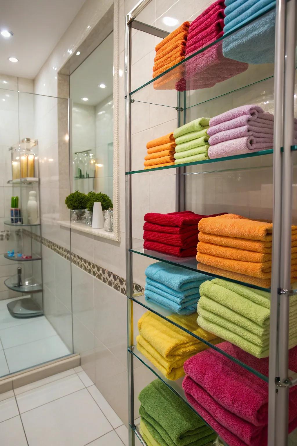 Bright and spacious storage with refined see-through shelving.