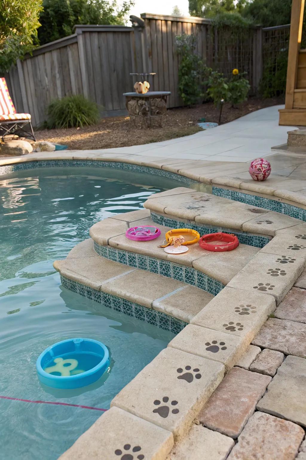 A pet-friendly pool with shallow ledges for safe swimming.