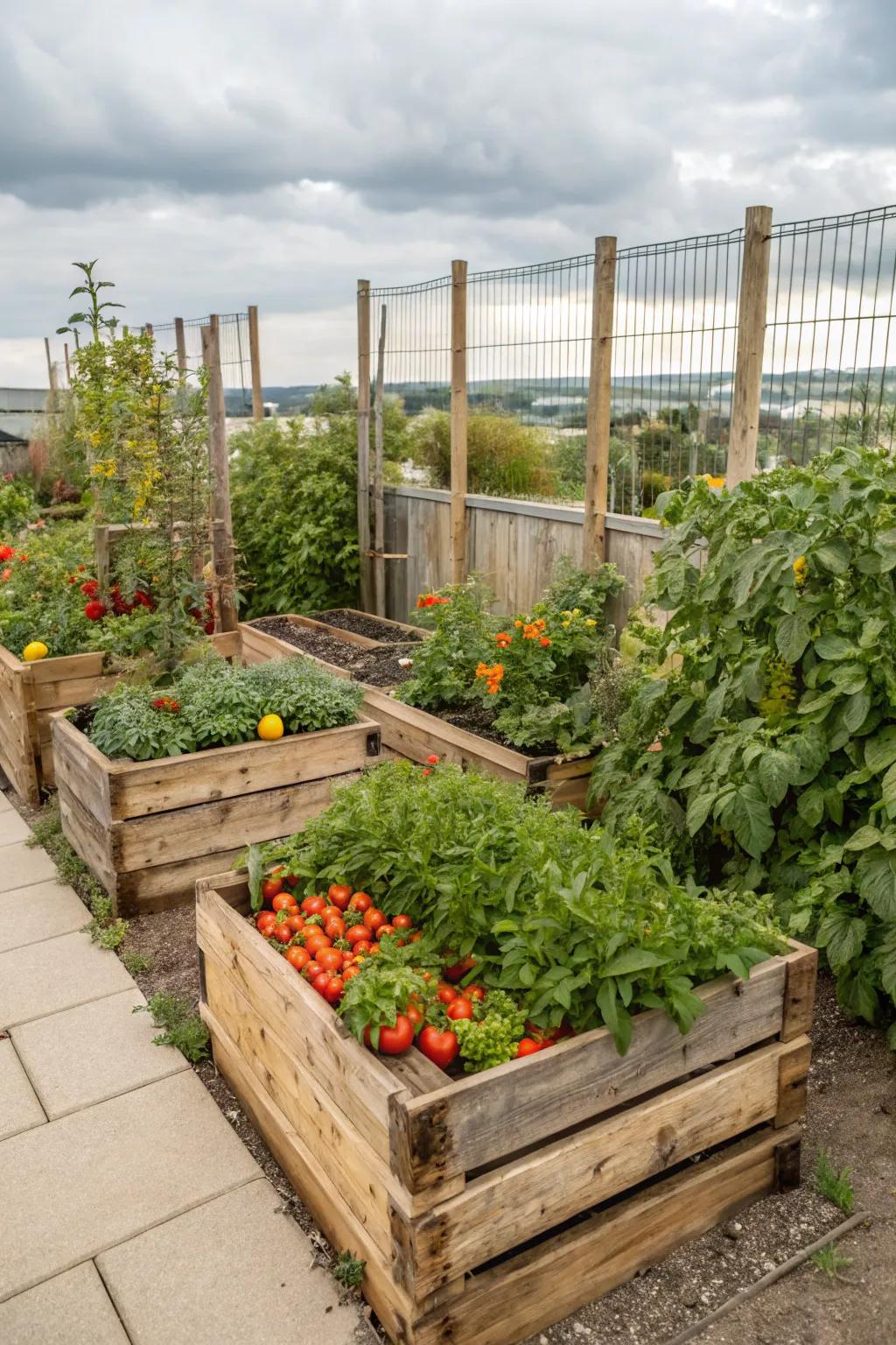 Reclaimed wood planters offer a rustic and sustainable gardening option.