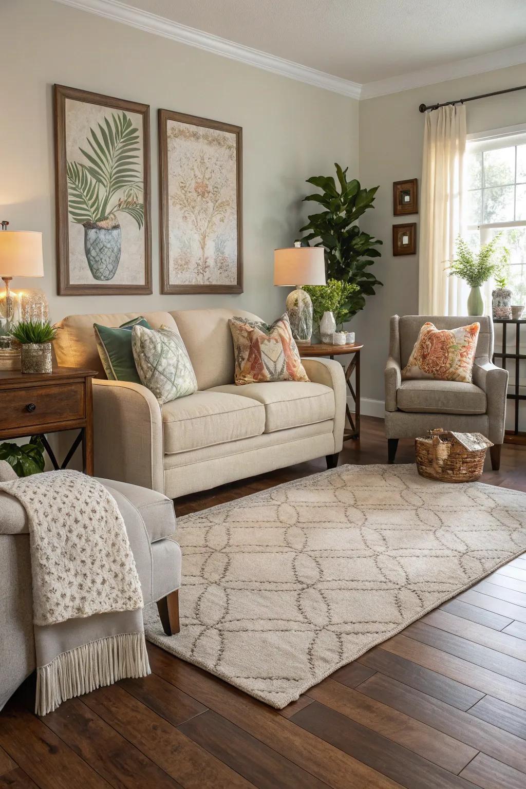 Rugs complement vinyl floors beautifully, adding warmth.