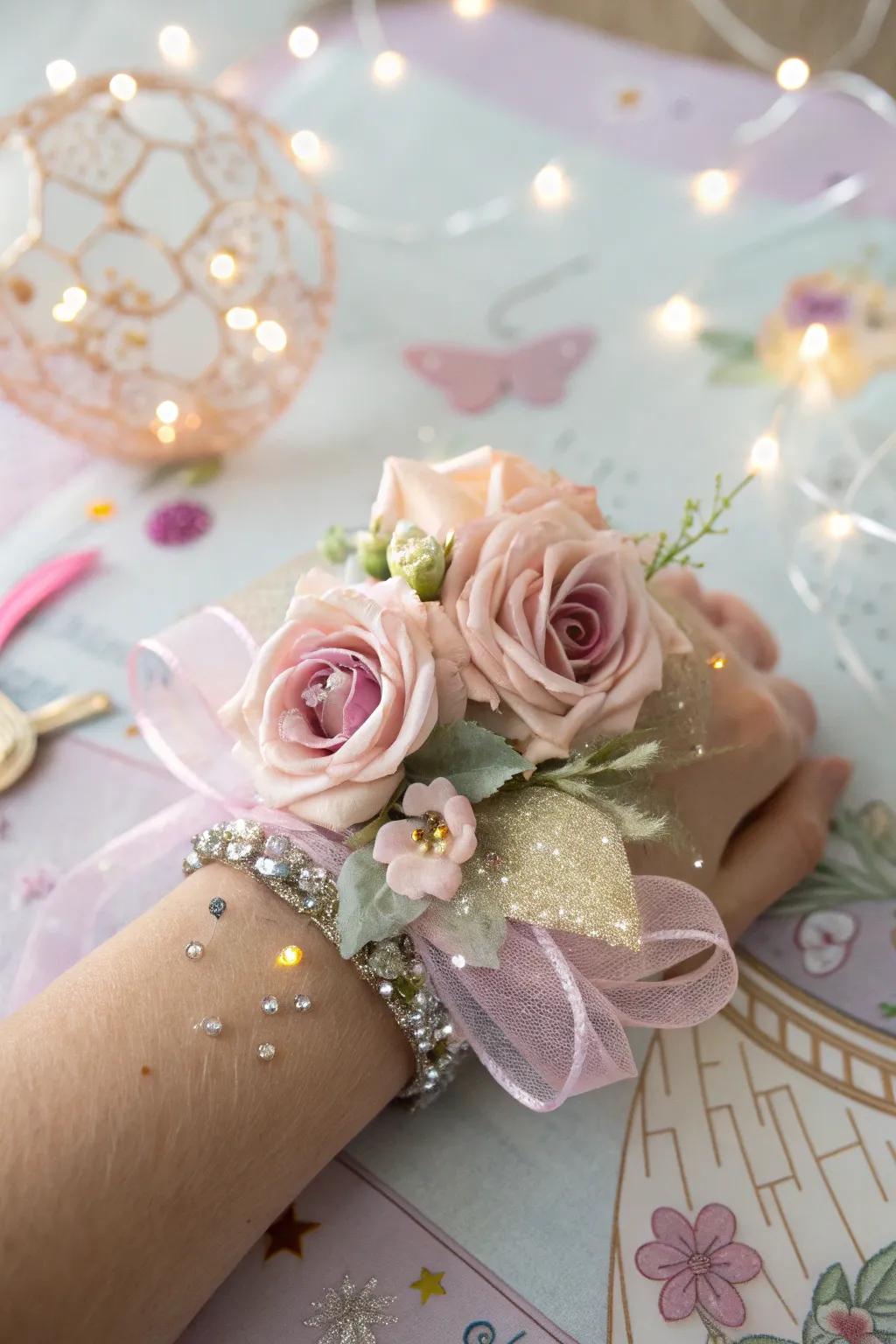 Whimsical wrist adornment with a fairytale fantasy theme.