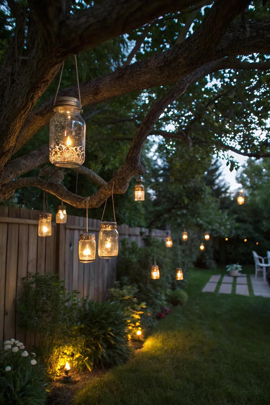 Firefly glass container lamps append a reminiscent and magical charm.