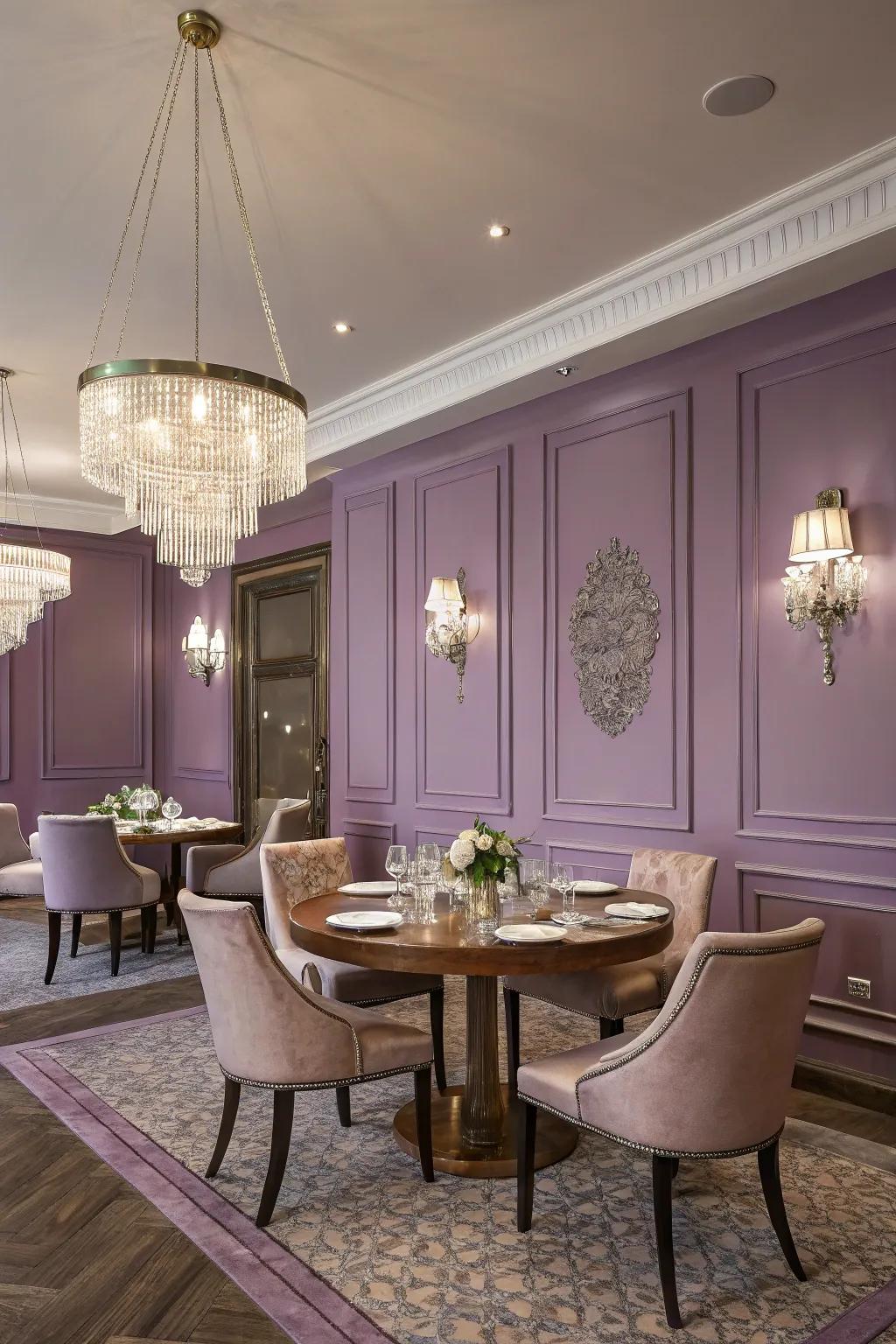 Lavender brings a subtle elegance to dining rooms.