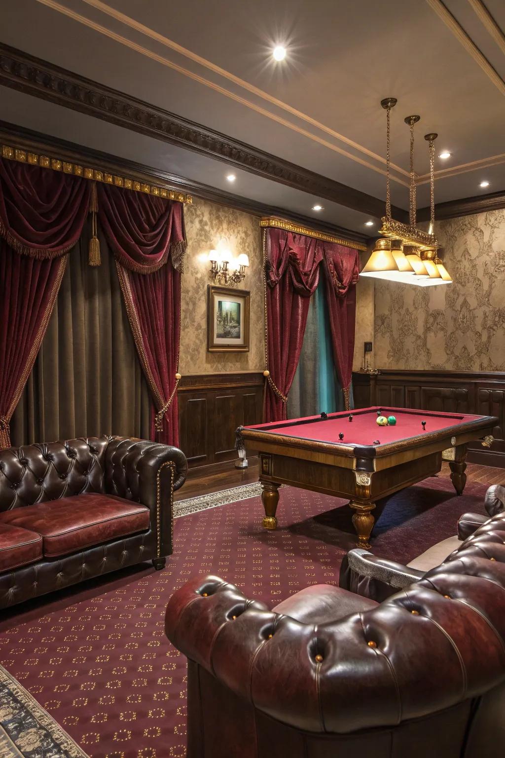 Luxurious materials elevate the elegance of your billiard space.