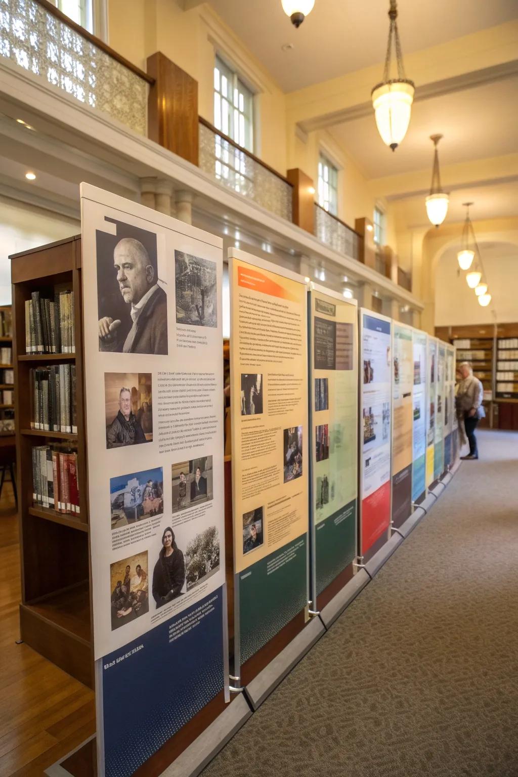 Timeline displays providing historical context.