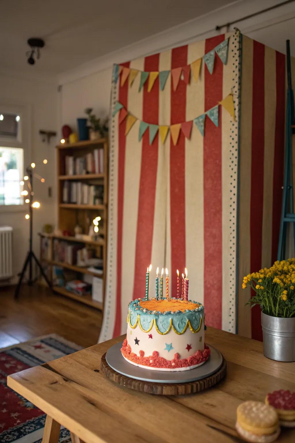 Vintage circus brings a playful and nostalgic feel to your cake smash.