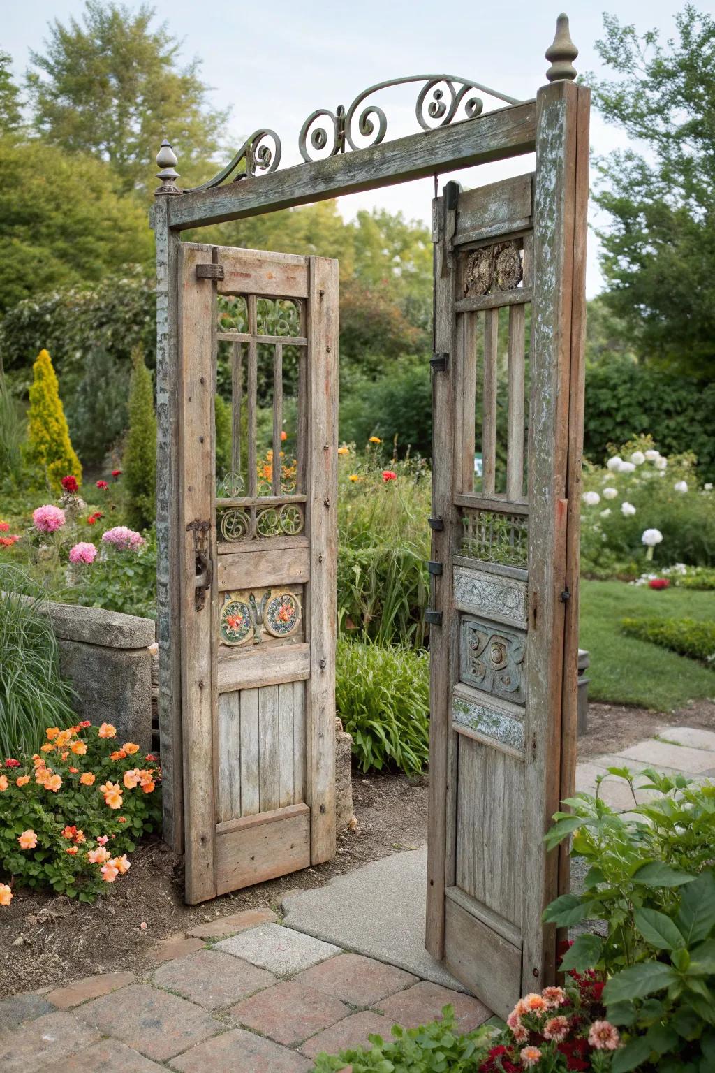 A creative entrance with repurposed charm.