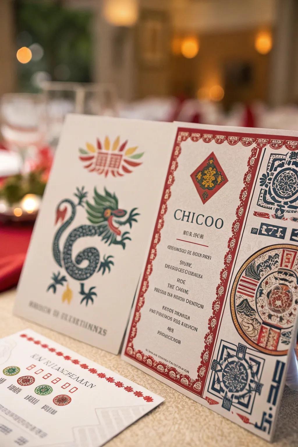 Cultural influences personalize your invitations beautifully.