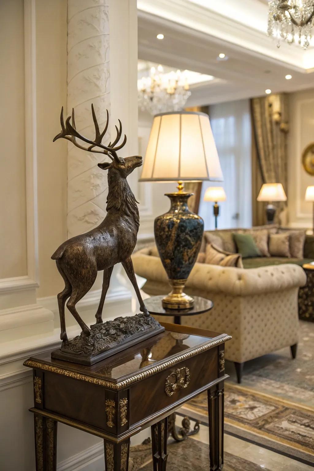 Wildlife sculptures bring elegance and imagination.