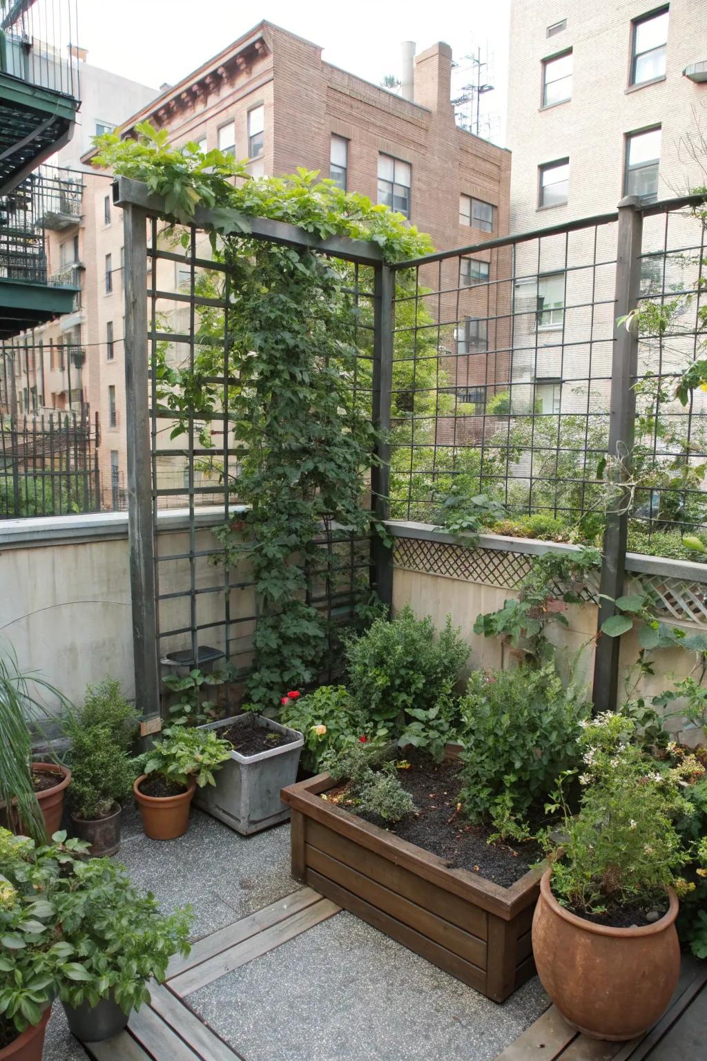 Maximize small space privacy with a clever corner trellis.