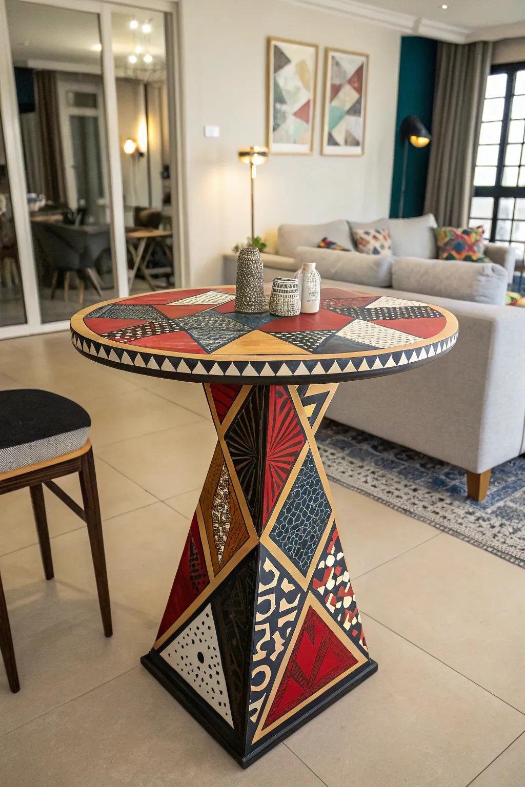 Modernize your space with geometric pub tables.