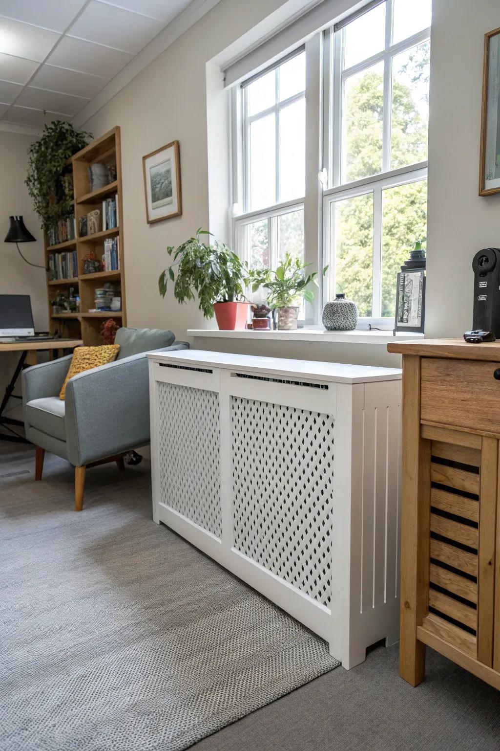 An expandable design adapts to various radiator sizes seamlessly.